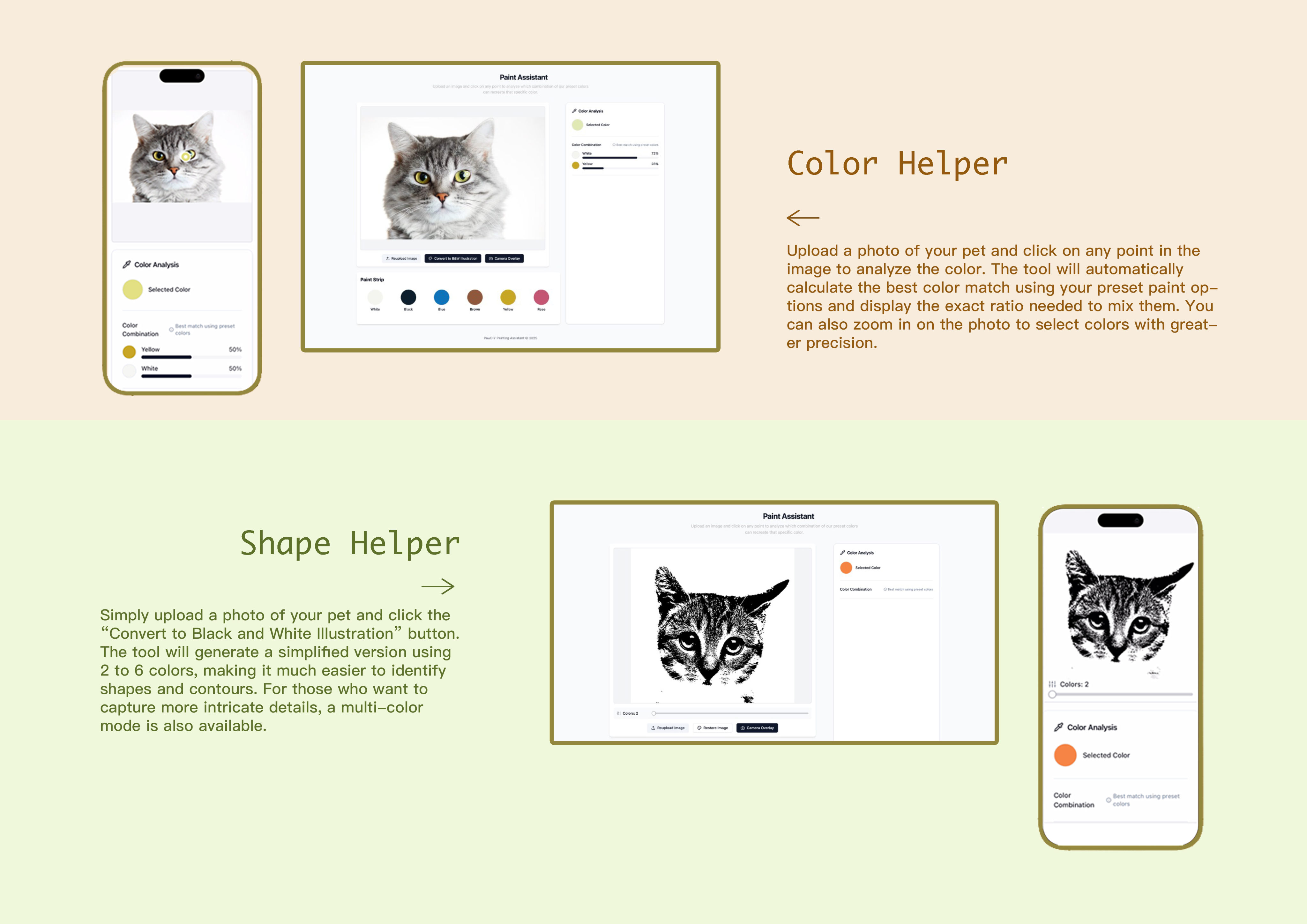Six-step process and Color Helper feature details