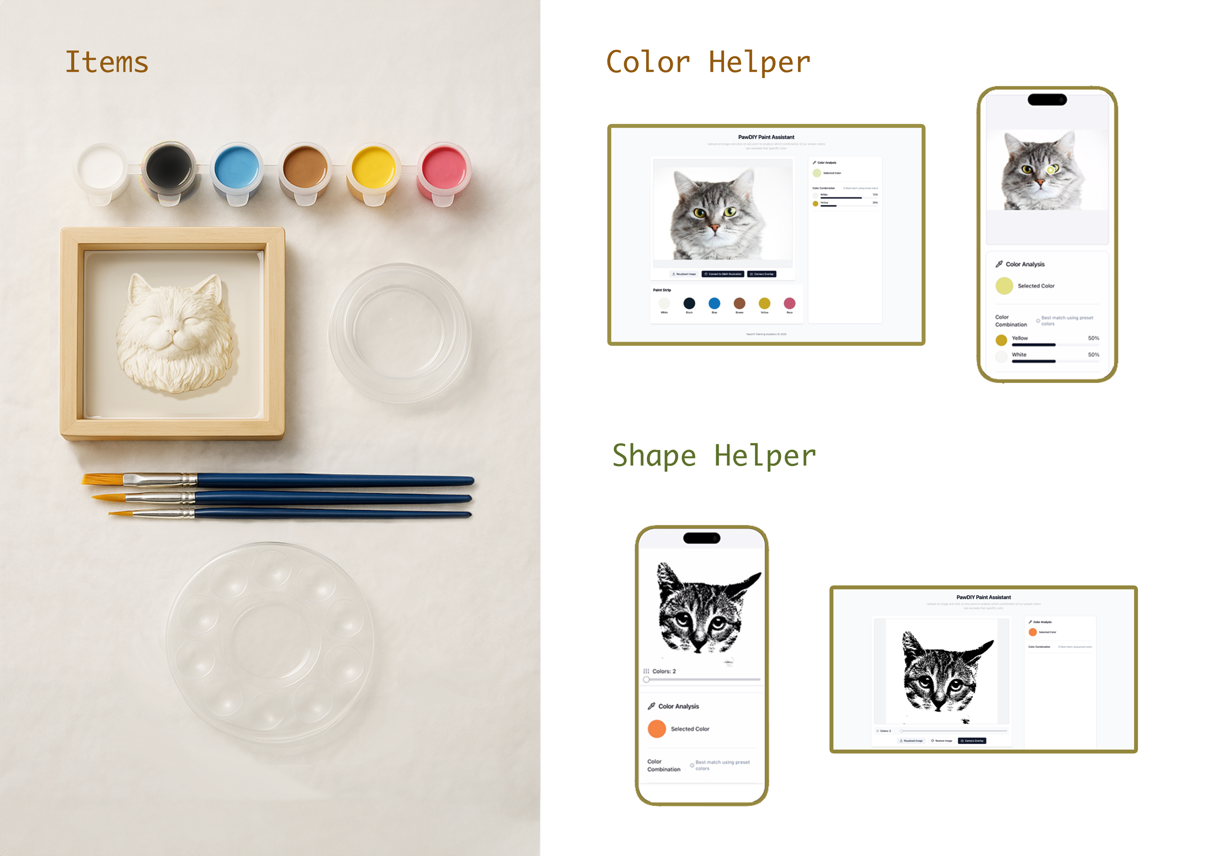 Kit items with Color Helper and Shape Helper app mockups